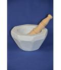 white carrara marble mortar "rustico" with wood pestle