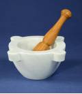White Carrara marble mortar diameter 16 cm with olivewood pestle