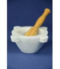 White Carrara marble mortar diameter 18 cm with olivewood pestle