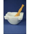 White Carrara marble mortar diameter 22 cm with olivewood pestle