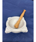 White Carrara marble Mortar carved 30 cm diameter in white Carrara marble with pestle
