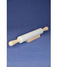White Carrara marble rolling pin with wooden handle
